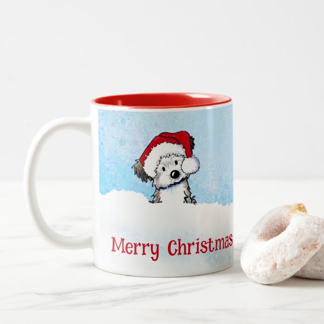 KiniArt Havanese Christmas Two-Tone Coffee Mug (With Donut)