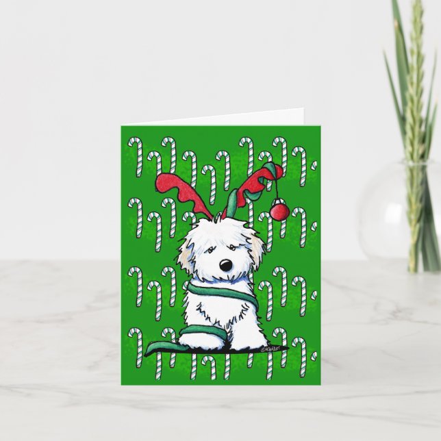KiniArt Havanese Reindeer Christmas Card (Front)