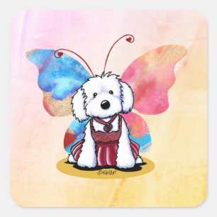KiniArt Maltese Butterfly Square Sticker