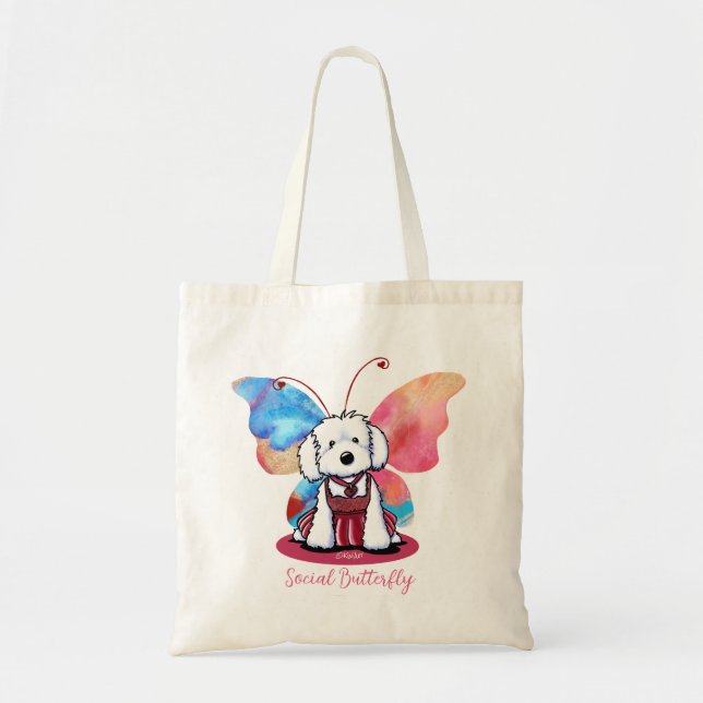 KiniArt Maltese Butterfly Tote Bag (Front)