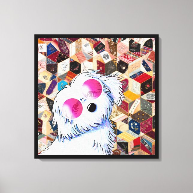 KiniArt Maltese Crazy Quilt Canvas Print (Front)