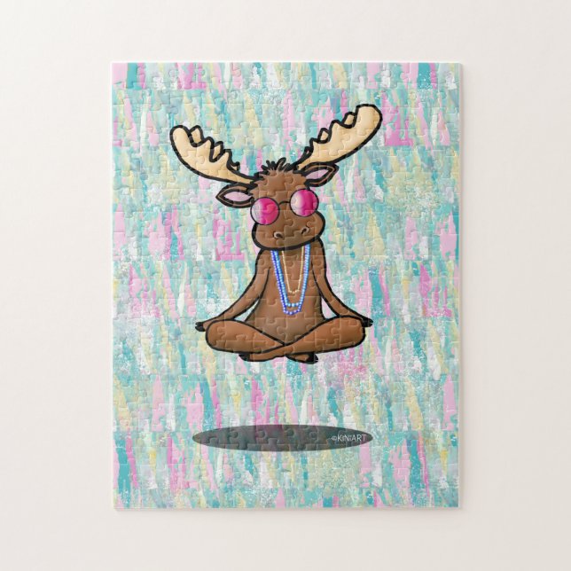 KiniArt Meditating Moose Jigsaw Puzzle (Vertical)