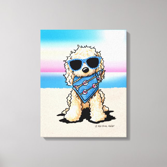 KiniArt Nautical Pup Dog Beach Canvas Print (Front)