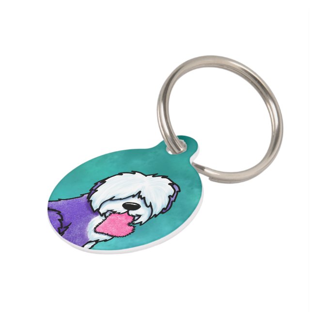 KiniArt Old English Sheepdog Pet ID Tag (Side)