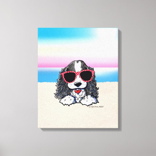 KiniArt Parti Cocker Spaniel Dog Beach Canvas Print (Front)