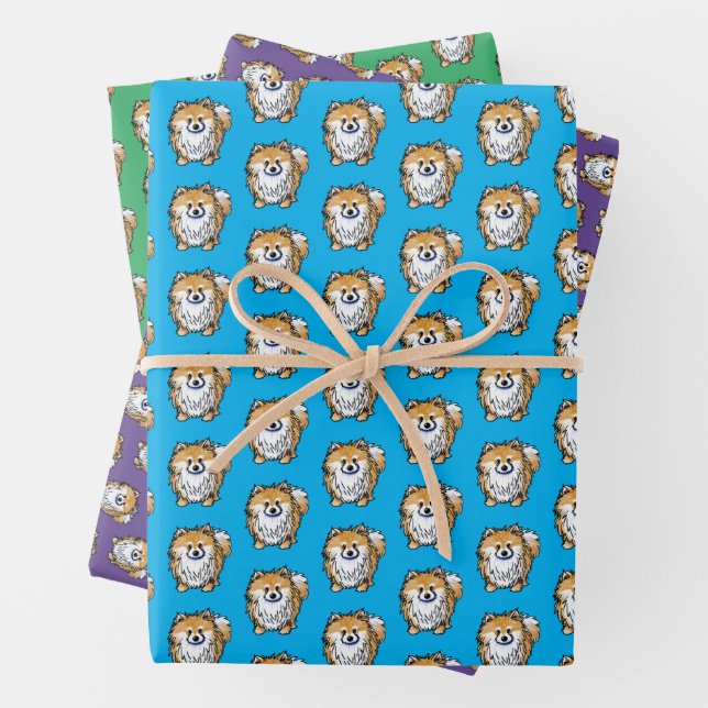 KiniArt Pom Wrapping Paper Flat Sheet Set of 3 (In situ)