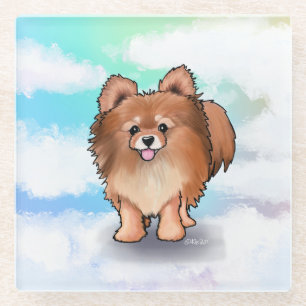 KiniArt Pomeranian Glass Coaster