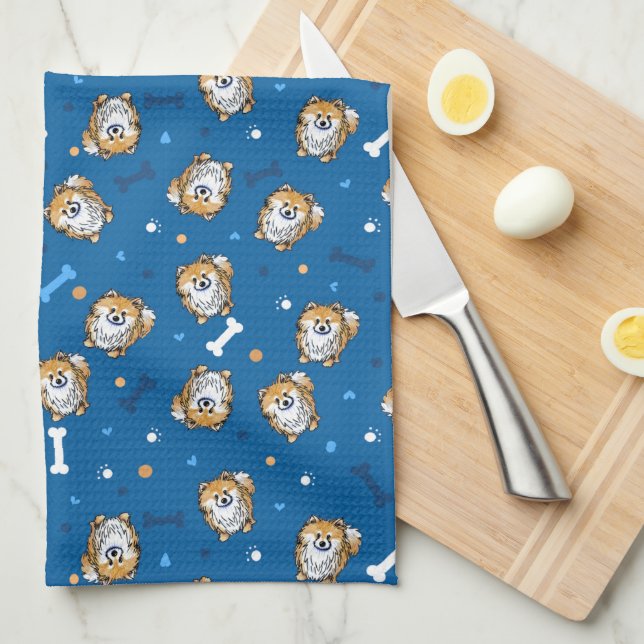 KiniArt Pomeranian Kitchen Towel (Quarter Fold)