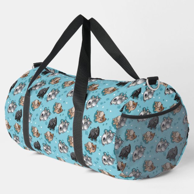 KiniArt Pomeranian Parade Duffle Bag (Right Corner)
