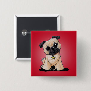 KiniArt Pug 15 Cm Square Badge