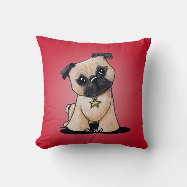 KiniArt Pug American MoJo Pillow (Front)