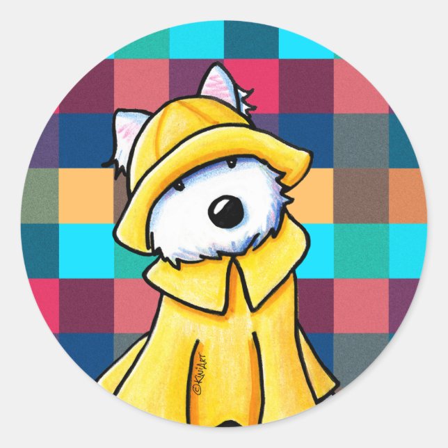 KiniArt Raincoat Westie Sticker (Front)