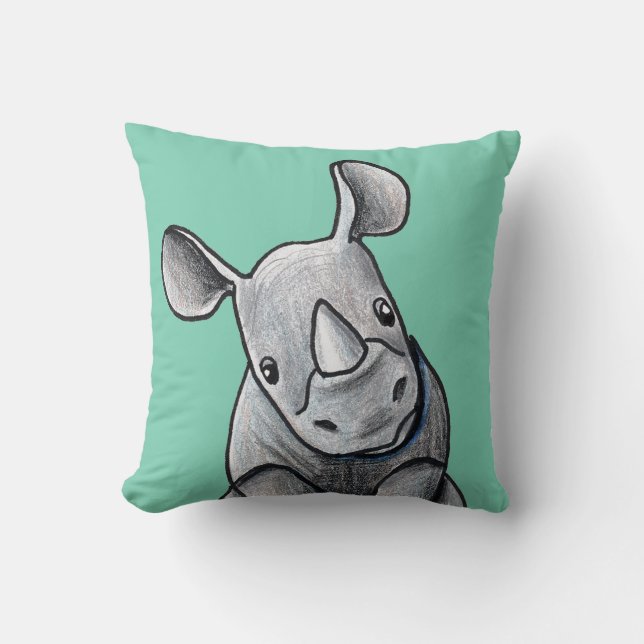 KiniArt Rhino Two Tone Pillow (Front)
