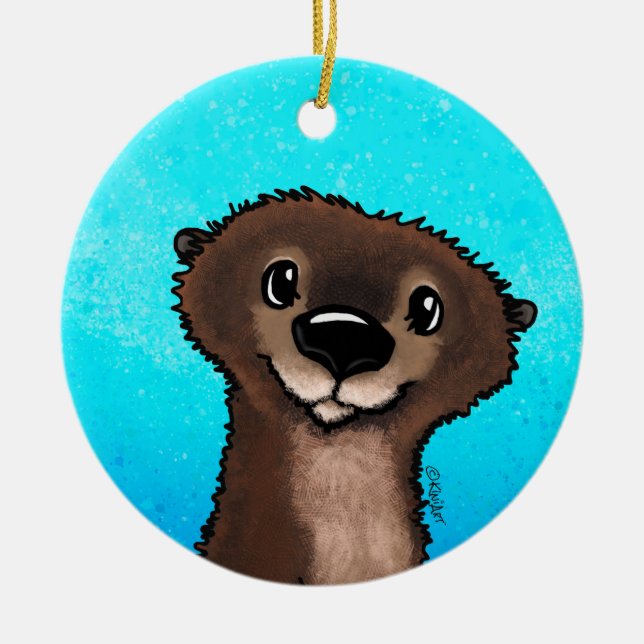 KiniArt River Otter Ceramic Tree Decoration (Front)
