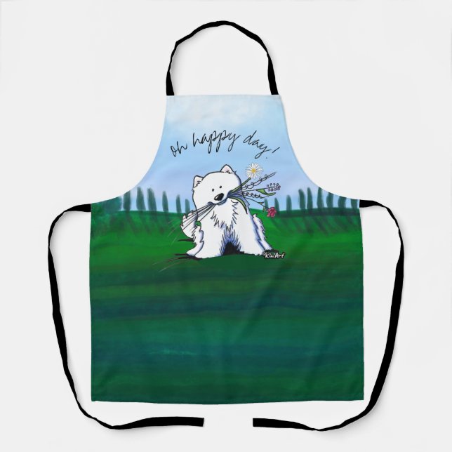 KiniArt Samoyed All-Over Print Apron (Front)