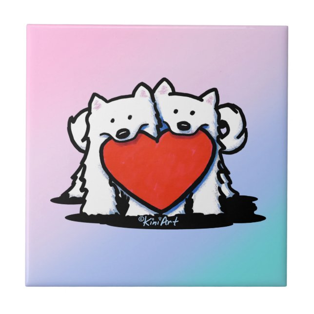 KiniArt Samoyed Heartfelt Duo Tile (Front)
