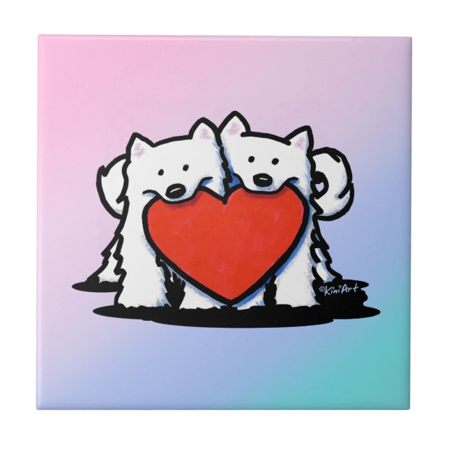 KiniArt Samoyed Heartfelt Duo Tile (Front)