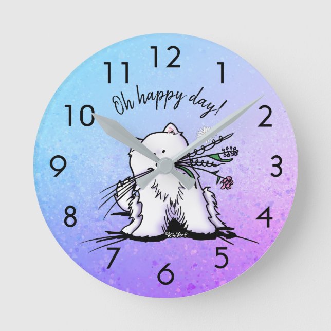 KiniArt Samoyed  Round Clock (Front)