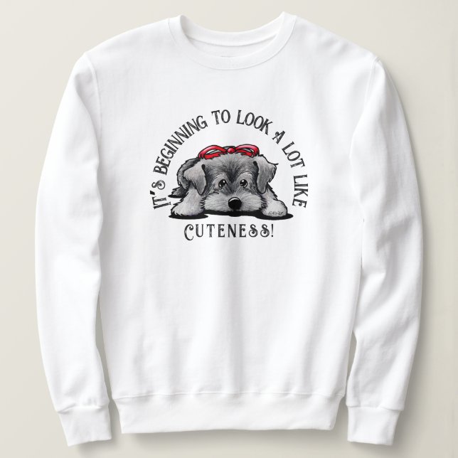 KiniArt Schnauzer Puppy Christmas Sweatshirt (Design Front)