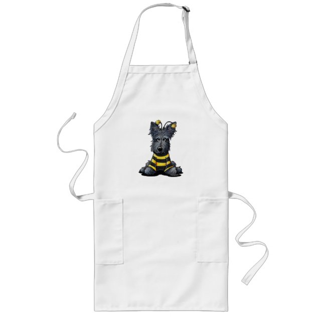 KiniArt Scottie Dog Bee Long Apron (Front)