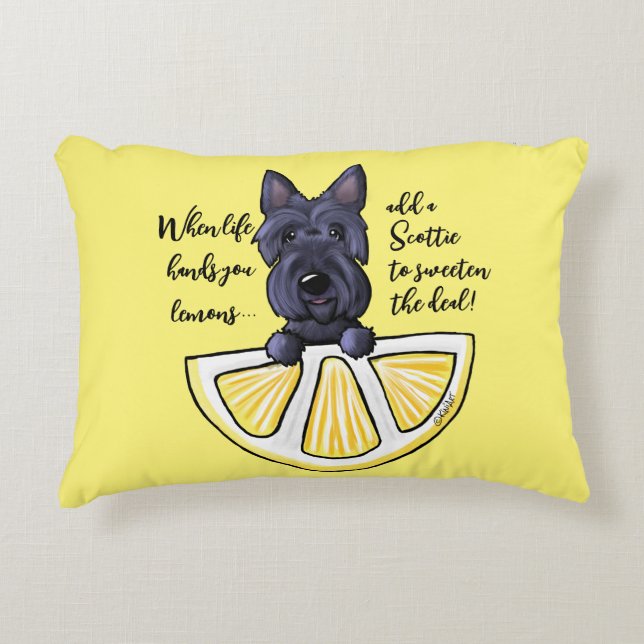 KiniArt Scottie Life Lemons Accent Pillow (Front)