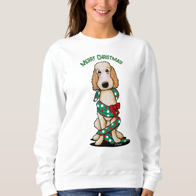 KiniArt Shaved Goldendoodle Christmas Sweatshirt (Front)