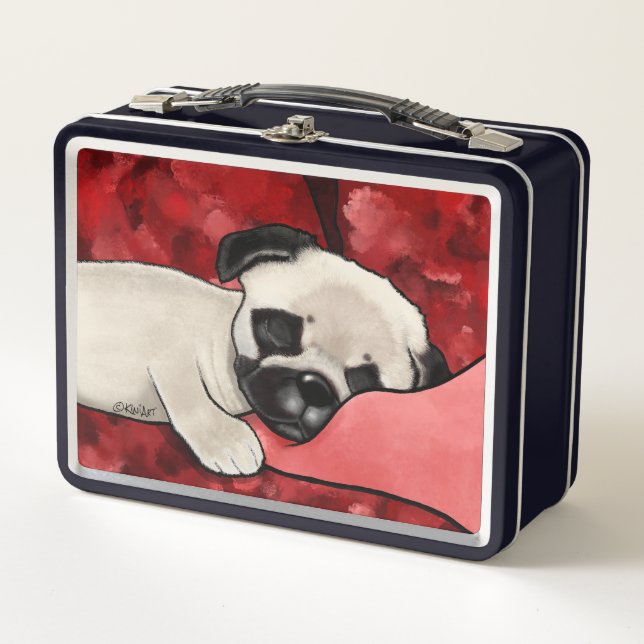 KiniArt Sleepy Pug Metal Lunch Box (Front)
