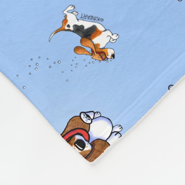 KiniArt Snorkelling Basset Hounds Sherpa Blanket (Corner)
