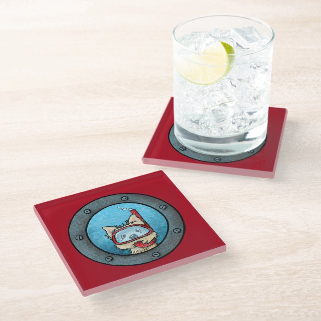 KiniArt Snorkelling Cairn Terrier Glass Coaster (Angled)