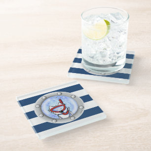 KiniArt Snorkelling Westie Porthole Glass Coaster