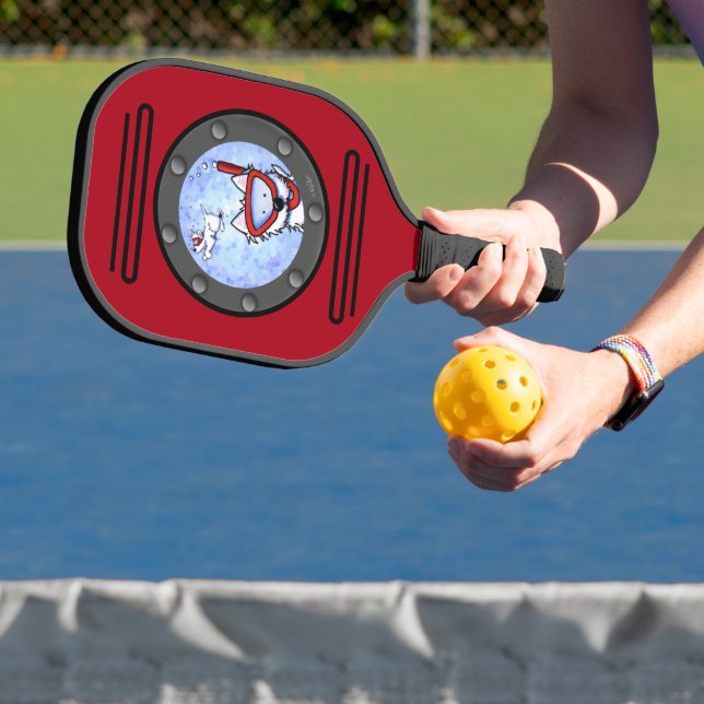 KiniArt Snorkelling Westie Porthole Pickleball Paddle (Insitu)