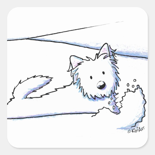 KiniArt Snow Plough Westie Square Sticker (Front)