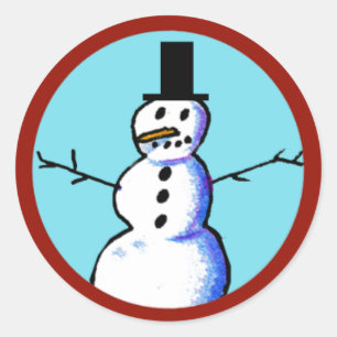 KiniArt Snowman Classic Round Sticker