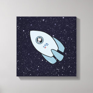 KiniArt Space Rocket Dog Westie Canvas Print