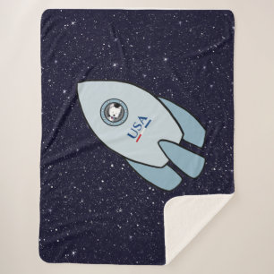 KiniArt Space Rocket Dog Westie Sherpa Blanket