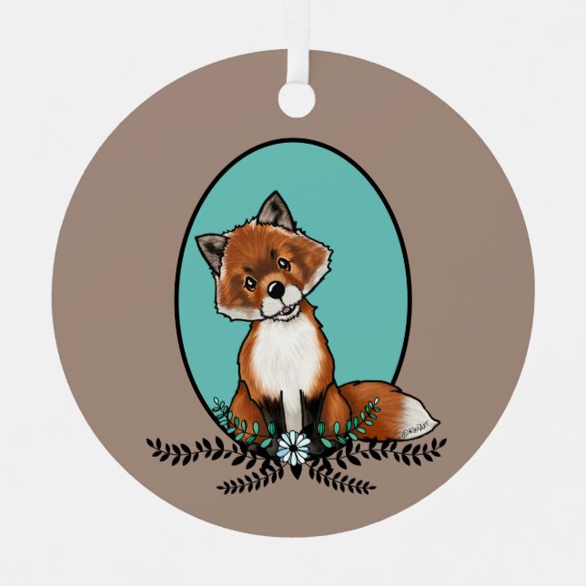 KiniArt Sweet Fox Metal Tree Decoration (Front)