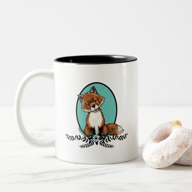 KiniArt Sweet Fox Two-Tone Coffee Mug (With Donut)