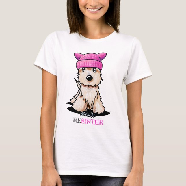 KiniArt Terrier Pink Hat T-Shirt (Front)