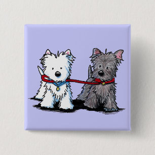 KiniArt Terrier Walking Buddies 15 Cm Square Badge