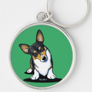 KiniArt Tri Curious Corgi Key Ring