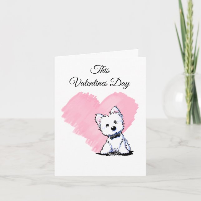 KiniArt Valentine Westie Bowtie Holiday Card (Front)