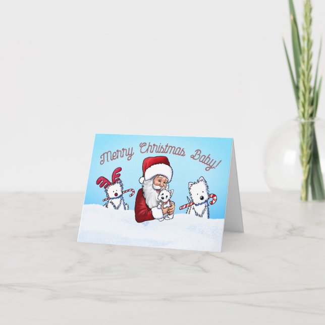 KiniArt Westie and Santa Christmas Notes (Front)