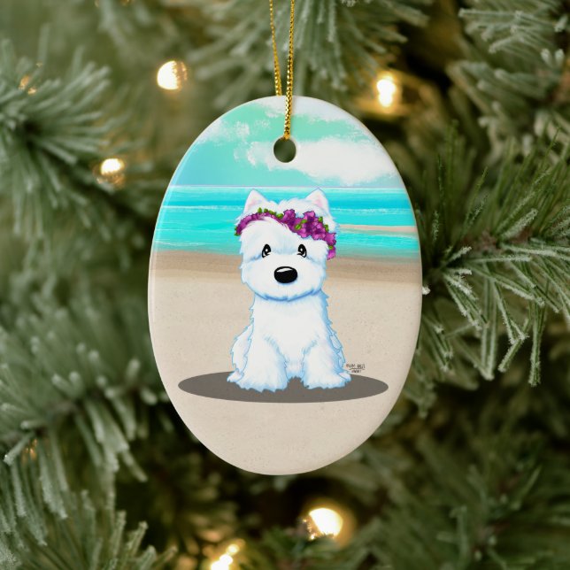 KiniArt™️ Westie Beach Blossom Ceramic Tree Decoration (Tree)