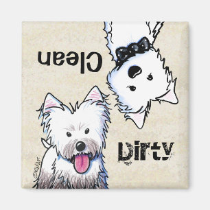 KiniArt Westie Clean Dirty Dishwasher magnet