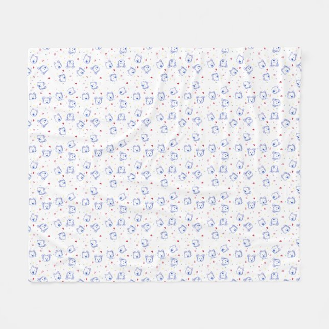 KiniArt Westie Crayon Cuties Fleece Blanket (Front (Horizontal))