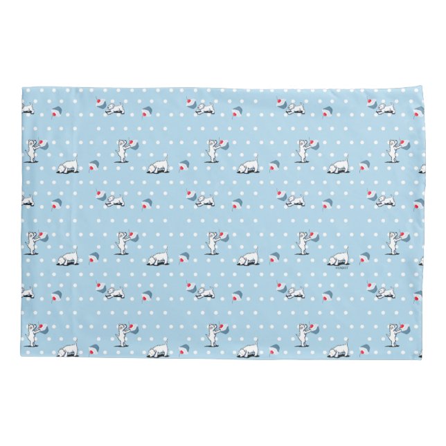 KiniArt Westie Cupcake Blue Pillow Case (Back)
