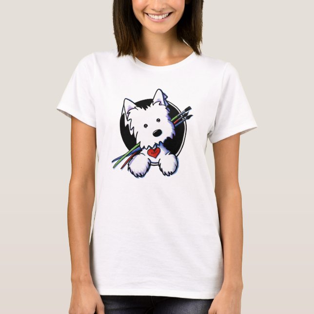 KiniArt Westie Dog Artist T-Shirt (Front)