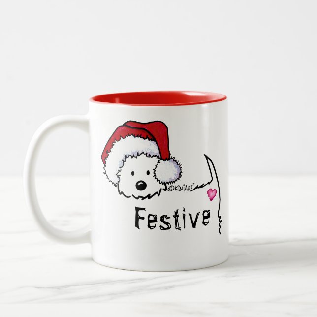 KiniArt Westie Festive Christmas Mug (Left)