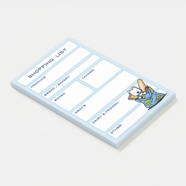 KiniArt Westie Grocery  Shopping List Post-it Notes (Angled)