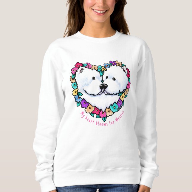 KiniArt Westie Heart Bloom Sweatshirt (Front)